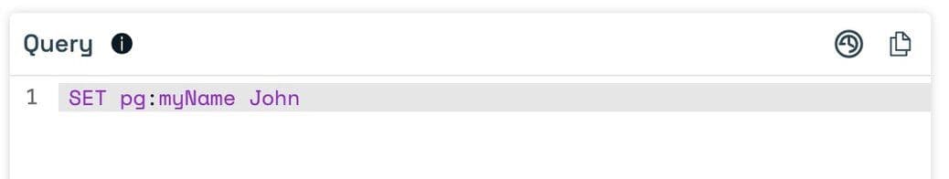 Sample write query demonstrating the pg: key prefix