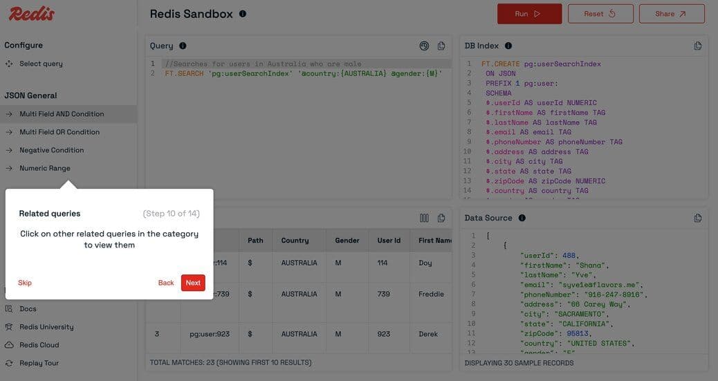 Navigating related queries in the sidebar