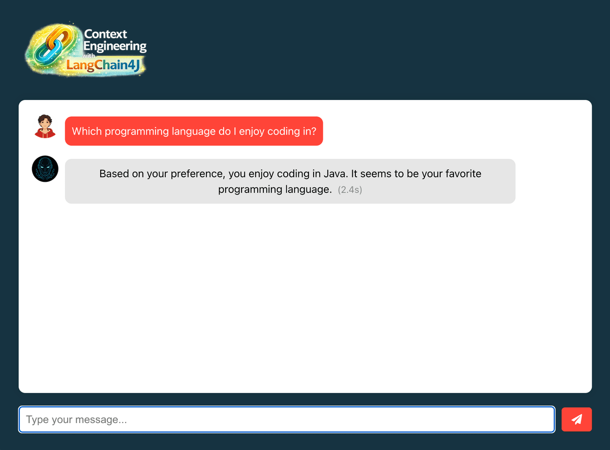 Chat showing stored long-term user memories