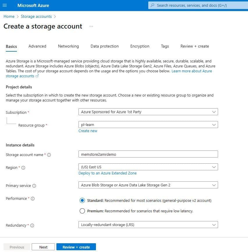 Creating an Azure Storage Account in the Microsoft Azure portal