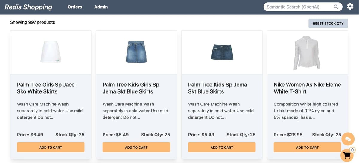 E-commerce app dashboard with product grid