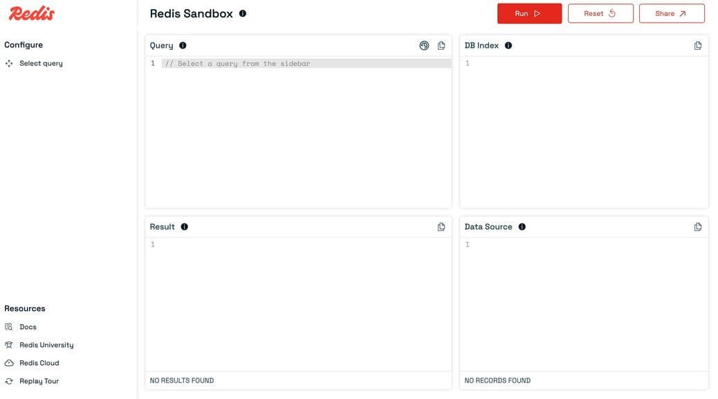 Redis Sandbox interactive interface overview
