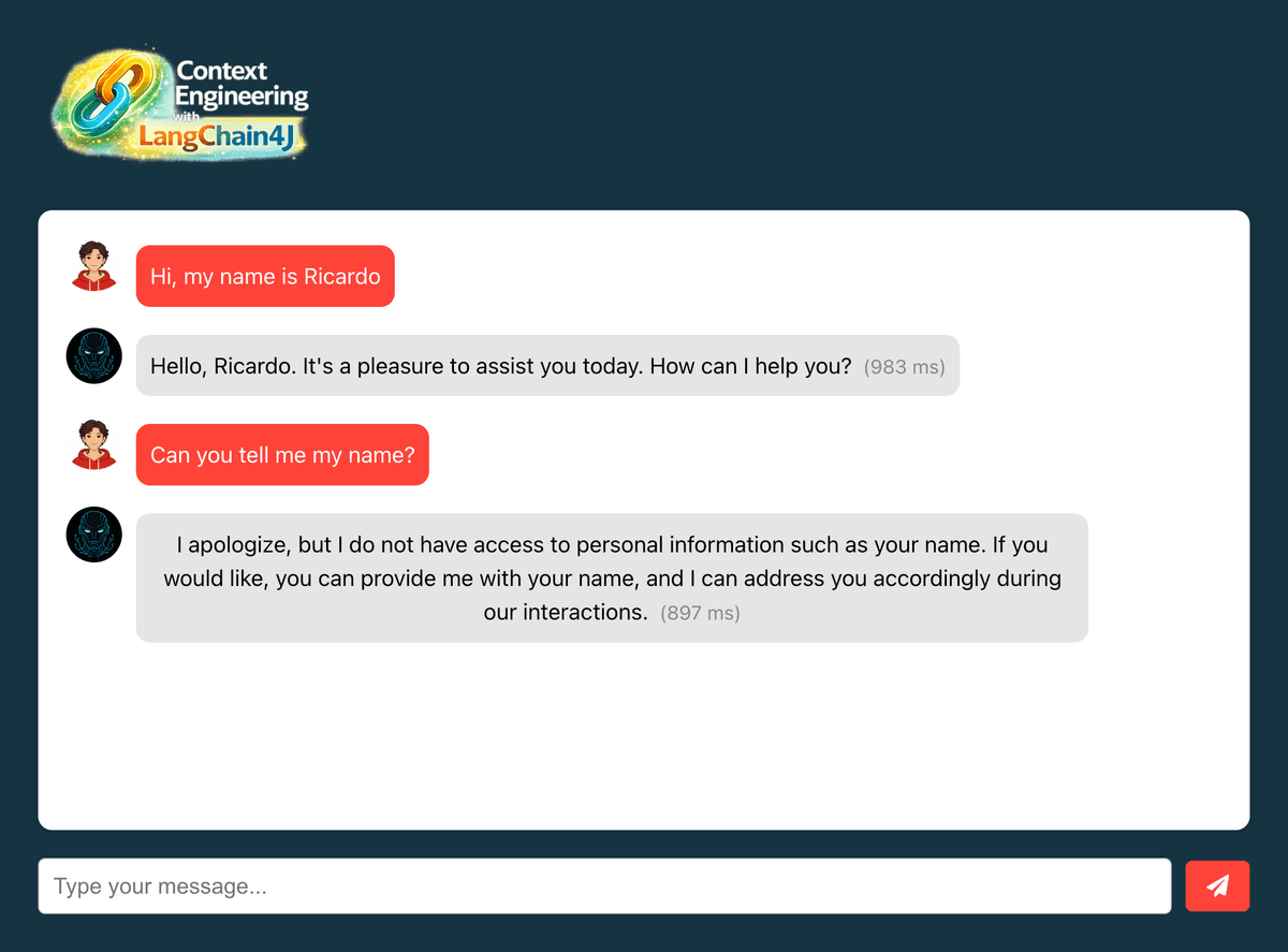 Chat interface showing conversation with the AI assistant