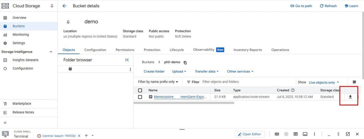 Downloading the .rdb backup file from Google Cloud Storage